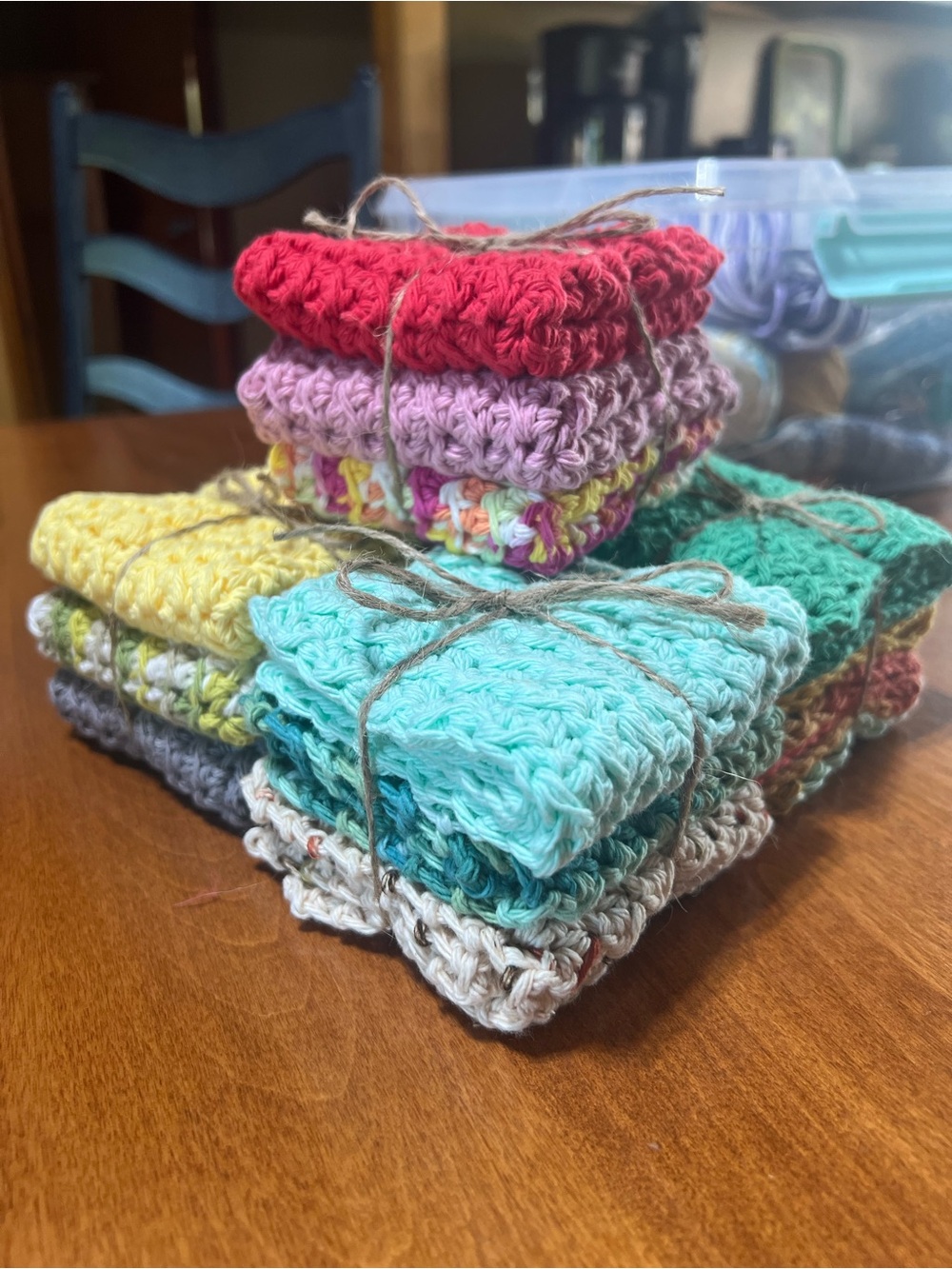 Set of 3 100% Cotton dishcloths handmade